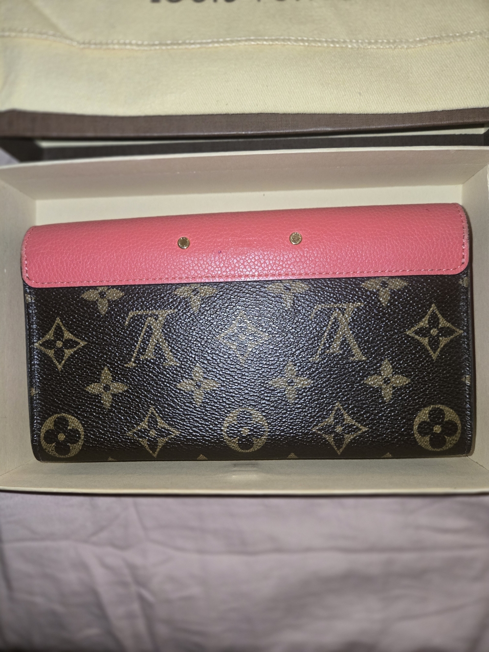 Louis Vuitton Pallas Long Wallet Monogram Cerise Red Interior FULL SET Box Dust - Picture 2 of 8